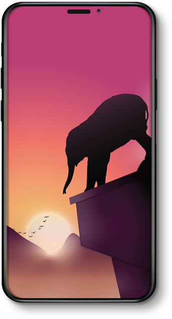 Elelphant on mountain edge background Mobile Image