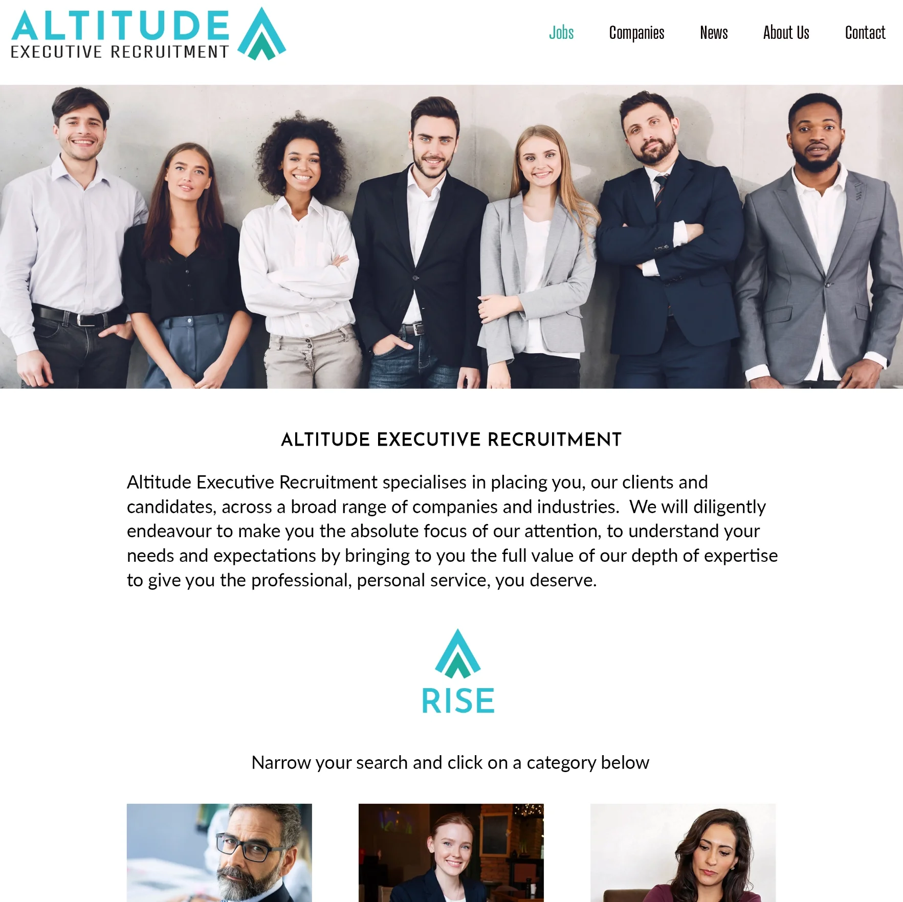 Altitude recruitment website homepage concept